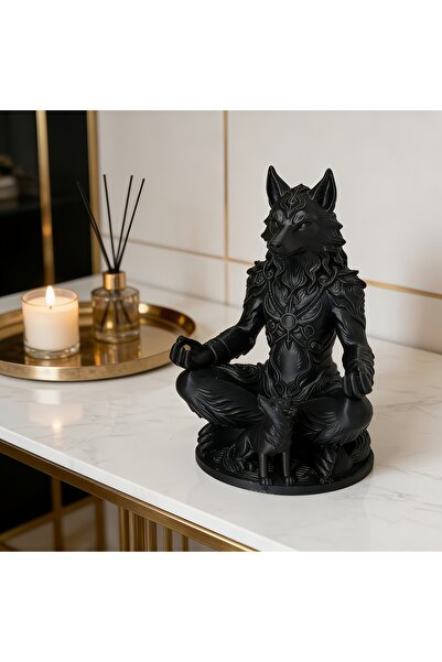 Choice black Gothic Werewolf & Cub Meditation Statue - Dark Fantasy Wolf Tote...