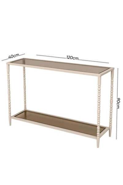 Telal Classic console, champagne color, brown glass top