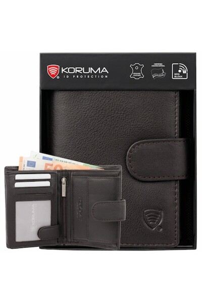KORUMA Portofel bărbătesc, piele naturală, protecție RFID, compartiment pentr...