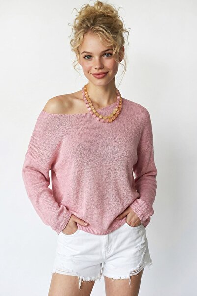 Hiccup MIXRAY Pulover Tricotat Oversize Cu Decolteu Bărcuță