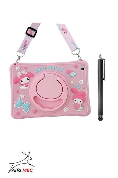 Alfa MEC Samsung Galaxy Tab A11 8.7 inç X130 X133 Uyumlu Cute Dolls Standlı Çocuklara Özel Karakter Kılıf+Tablet Kalem