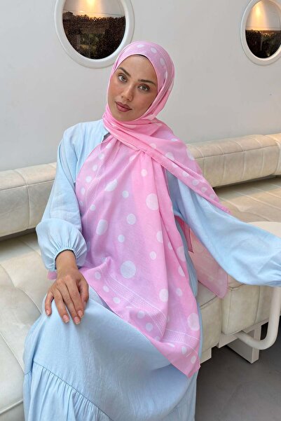 lamelif Polka Dot Pattern Soft Shawl Candy Pink