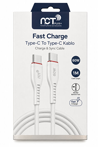 Plus+ 60W Type-C to Type-C Hızlı Şarj Kablosu 1 Metre PD Destekli Şarj ve Data Kablosu