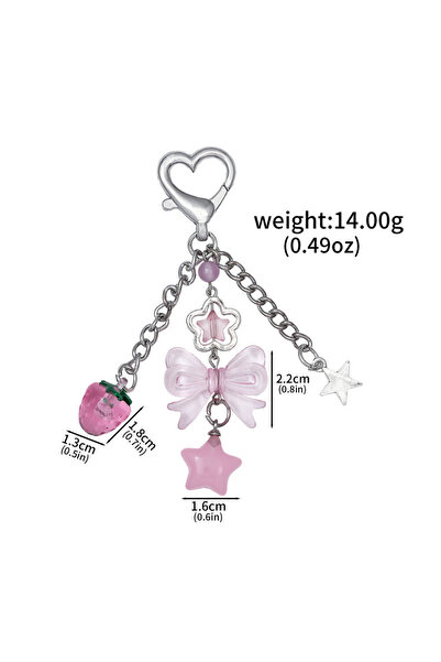 Choice BG00077-02 Y2k Flower Star Love Bow Strawberry Pendant Girly Pink Bag ...