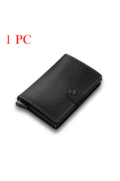 Choice7 Small Carbon Black Carbon Fiber Holder Wallet Men Rfid Smart Metal Th...