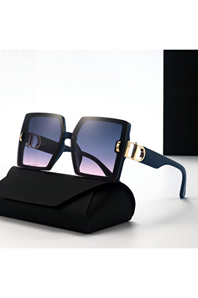 choice2 نظارات شمسية زرقاء فاخرة جديدة لعام 2025 بإطار كبير للنساء (DS-25022)