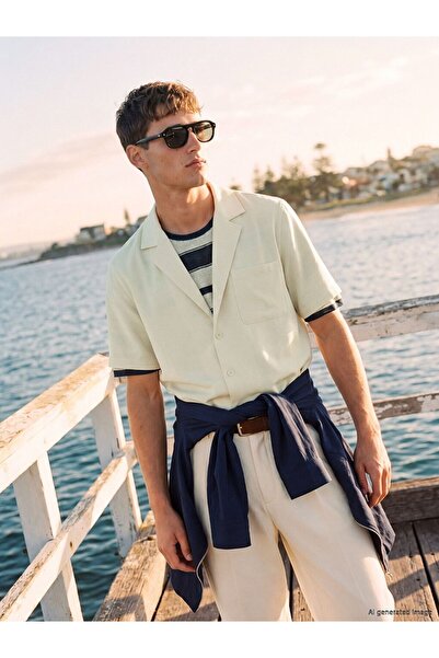 LC Waikiki Lcw Vision White Regular Fit Short Sleeve Men's Jacket