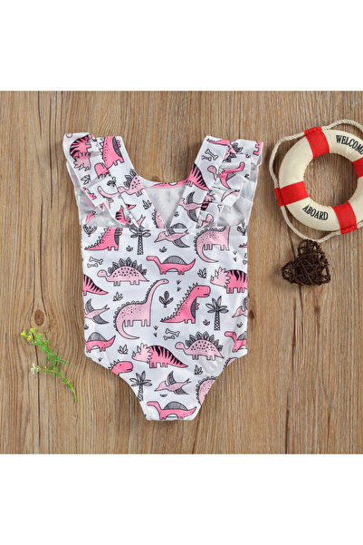 drool Costum de baie Jurassic (Marime: 90, Model: Dinozauri roz)