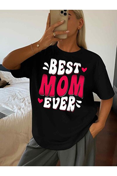 212Wear 1 Pack Women'S 180gsm 100% Oversized T-Shirt - Y2K Best Mom Ever Grap...
