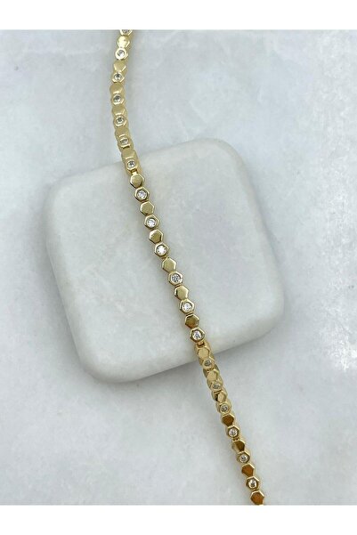 CM Jewelry İNCE TAŞ ALTIN GÖRÜNÜM ÇELİK BİLEKLİK (KADIN TAKI&AKSESUAR)