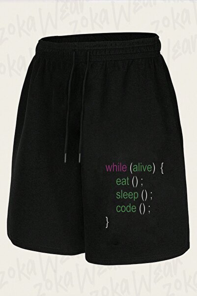 ZOKAWEAR Unisex Eat Sleep Code Repeat Design Printed Shorts