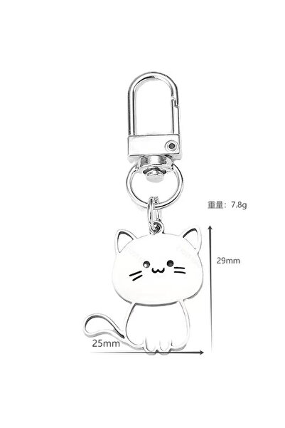 Choice flat buckle New Cute Cat Keychain Men Women Stainless Steel Metal Hold...