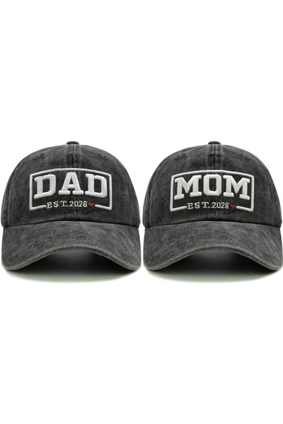 Choice Adjustable couple set 3 2pcs Retro Washed DAD MOM embroidery Embroider...