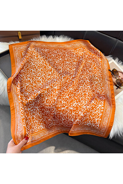 Choice3 Orange NEW Paisley Square Scarf Women Satin Shawl Wrap Hijab Female H...