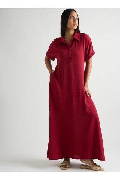 Femmella Women Deep Red A-Line Maxi Dress