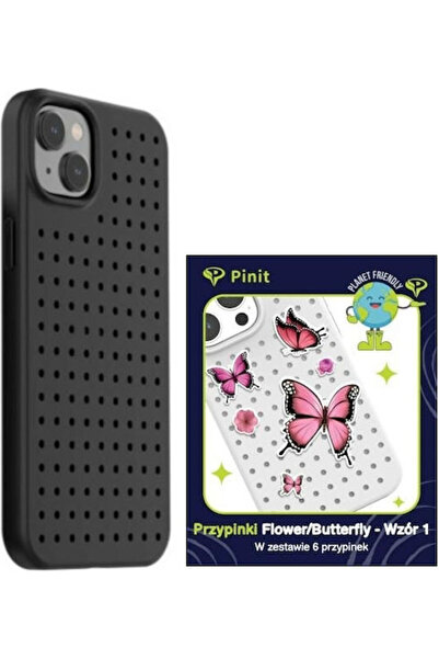 OEM Set Husă Pinit Dinamic + Pin Floare Fluture iPhone 14 Plus 6.7 " Negru De...
