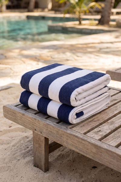 XJIM 2-Pack 100% Cotton Large Size Soft Quick-Drying Striped Beach Bath Towel...