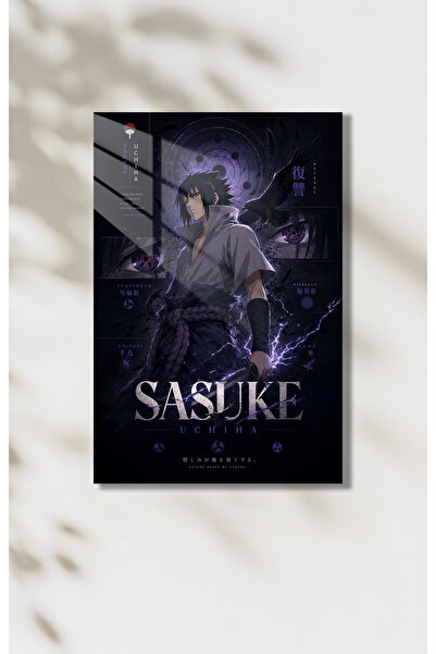 PESHLİSTORE Sasuke Uchiha Karanlık Anime Metal Duvar Tablosu – Mor Efektli De...