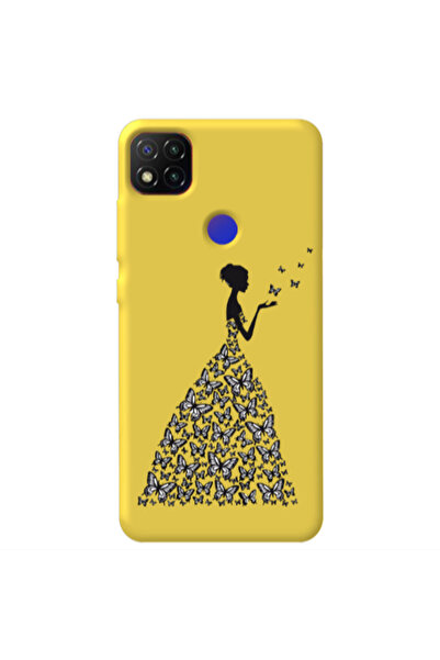 Other Xiaomi Redmi 9c Butterfly Girl Yellow Colored Silicone TPU Θήκη