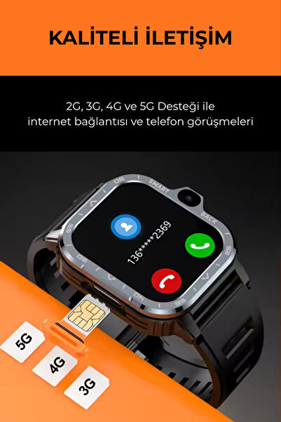 wearfit PGD WATCH 4G Android Akıllı Saat 128GB Hafıza Çift Kameralı SIM Kartl...