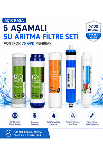 Açık Kasa Su Arıtma Cihazı Filtresi 5li Filtre Seti Vontron Membranlı