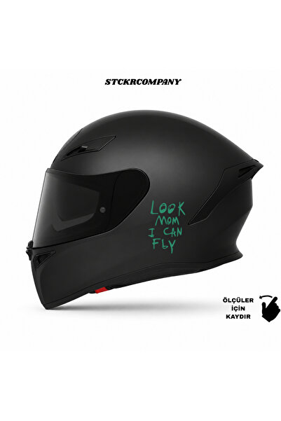 STCKRCO Look Mom I Can Fly Kask Stickerı – Kask Yan Taraf Premium Yazı Sticke...