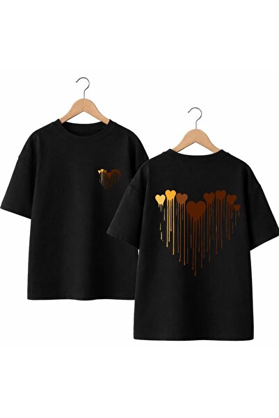 playwear تي شيرت ملون بطباعة قلب على الظهر والصدر الأمامي، مصنوع من القطن بنس...