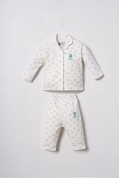 U.S. Polo Assn. Embroidered Baby Girl Cute Hearts White Shirt Pajama Set Usb3...