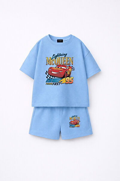 fasardi Cars Cars Lightning Mcqueen Printed Oversize 100% Cotton T-Shirt Shor...