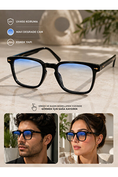 PURE BERRY Uv 400 Protection Gradient Blue Glass Sunglasses
