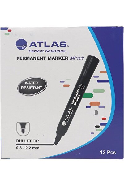 Atlas Permanent Marker, Bullet Tip, Black Ink, Quick-Drying, Water-Resistant,...