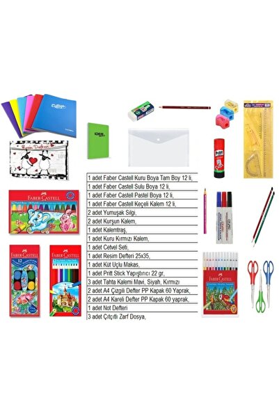 Faber Castell Okul Kırtasiye Seti Lüks Set 2.3.4.Sınıf 25 parça,