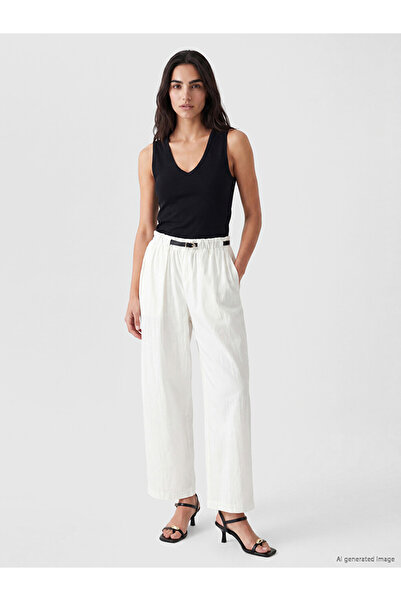 LC Waikiki Rmz Gi̇yi̇m Farkiyla Women's Wide Leg Pants with Waist Belt