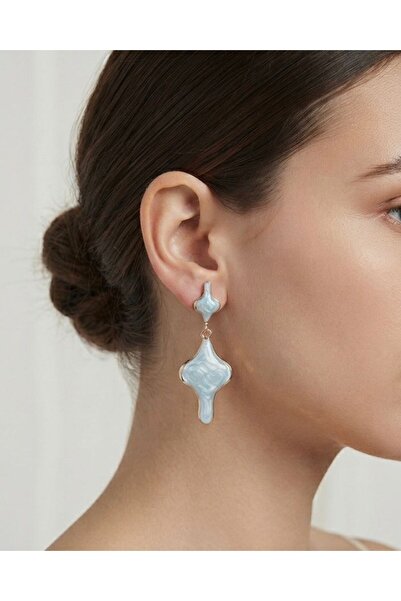 POYASE Blue Patterned Dangle Earrings Elegant Design Women's Earrings Suitabl...