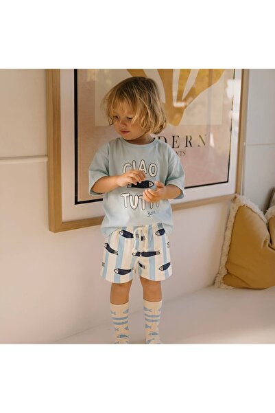 Patriko Girls' and Boys' Summer Cotton Fish Pattern T-Shirt Shorts Set 2-8 Years