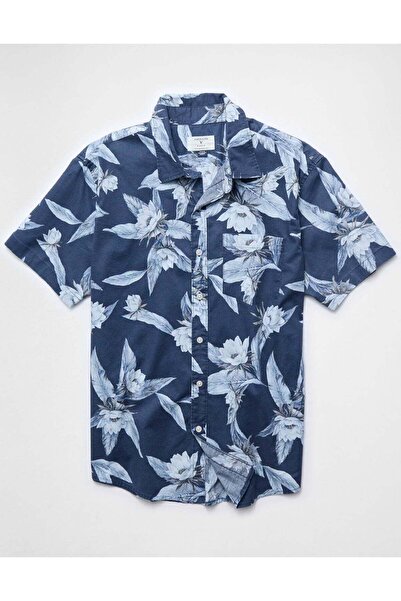 AMERICAN EAGLE قميص AE بأزرار وأكمام قصيرة
