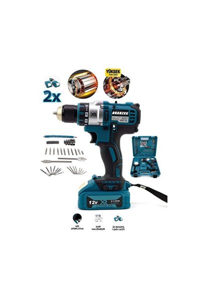 Empressco Şarjlı Matkap 10mm Çelik Mandren Vidalama ve Metal Şanzıman
