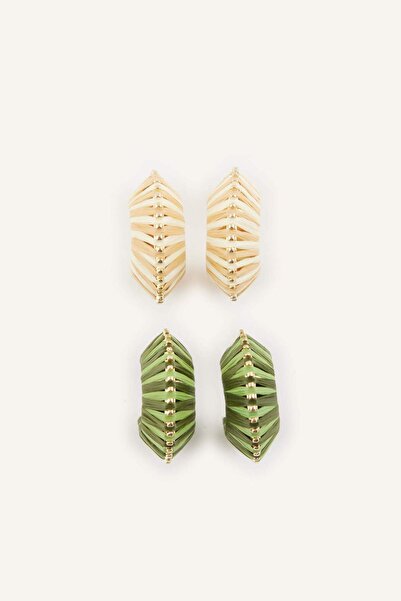 DeFacto Women's 2-Piece Wicker Woven Earrings H6120Axns