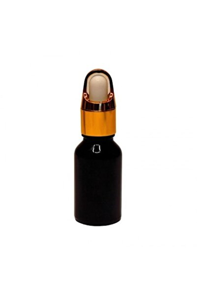 OEM Flacon negru cu pipetă, capac cu inel, capac pipetă auriu/cauciuc alb, 15ml