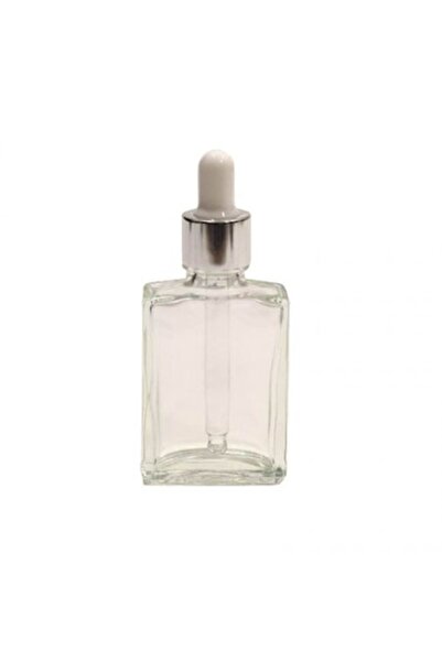 OEM Flacon pătrat cu pipetă, capac argintiu cu pipetă/gumă albă, 30ml