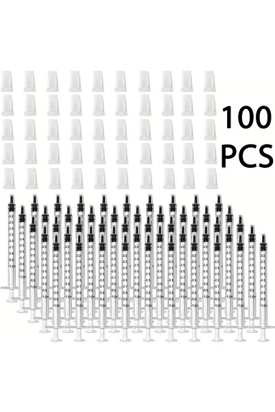 Choice 100 قطعة (100/200 قطعة) حقنة بلاستيكية سعة 1 مل (1 سي سي) مع غطاء، منا...