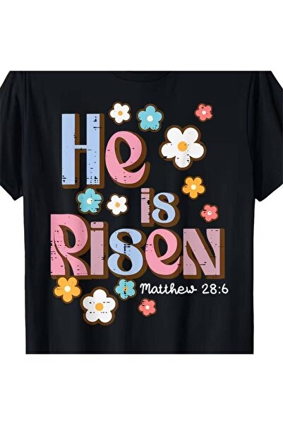 LİNA06 تي شيرت He is Risen Christian Faith للرجال والنساء - ملابس كنيسة قيامة...
