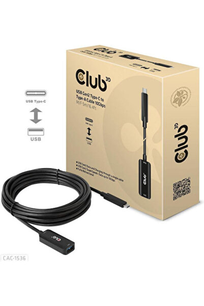Other Καλώδιο Club3D USB 3.2 USB-C Αρσενικό - USB-A Θηλυκό Μαύρο 5μ CAC-1536
