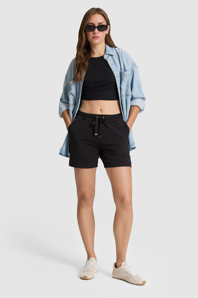 U.S. Polo Assn. Women's Black Knitted Shorts 50323525-Vr046