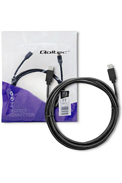 Qoltec Cablu USB 3.1 USB-C tată - USB-C negru 2,5m