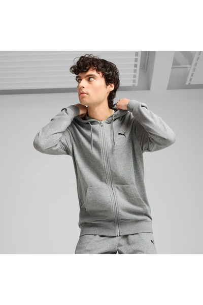 Puma ESS Full-Zip Hoodie Gri Erkek Sweatshirt