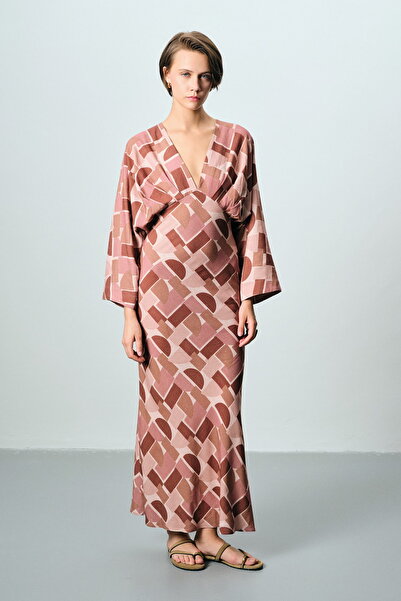 boneqa barcelona Geometrik Desenli Pastel Elbise