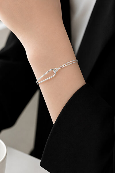 TREND COLLECTİON Silver Color Adjustable Chain Women's Bracelet