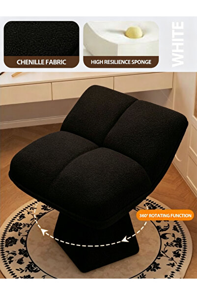 Vitakit Chenille Makeup Stool with High-Resilience Foam, Scratch & Wear Resis...