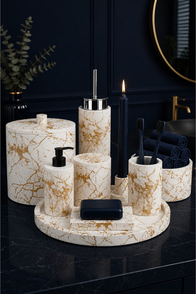 betonmall Handmade 12-Piece Concrete Bathroom Set – Modern Decorative Bathroo...